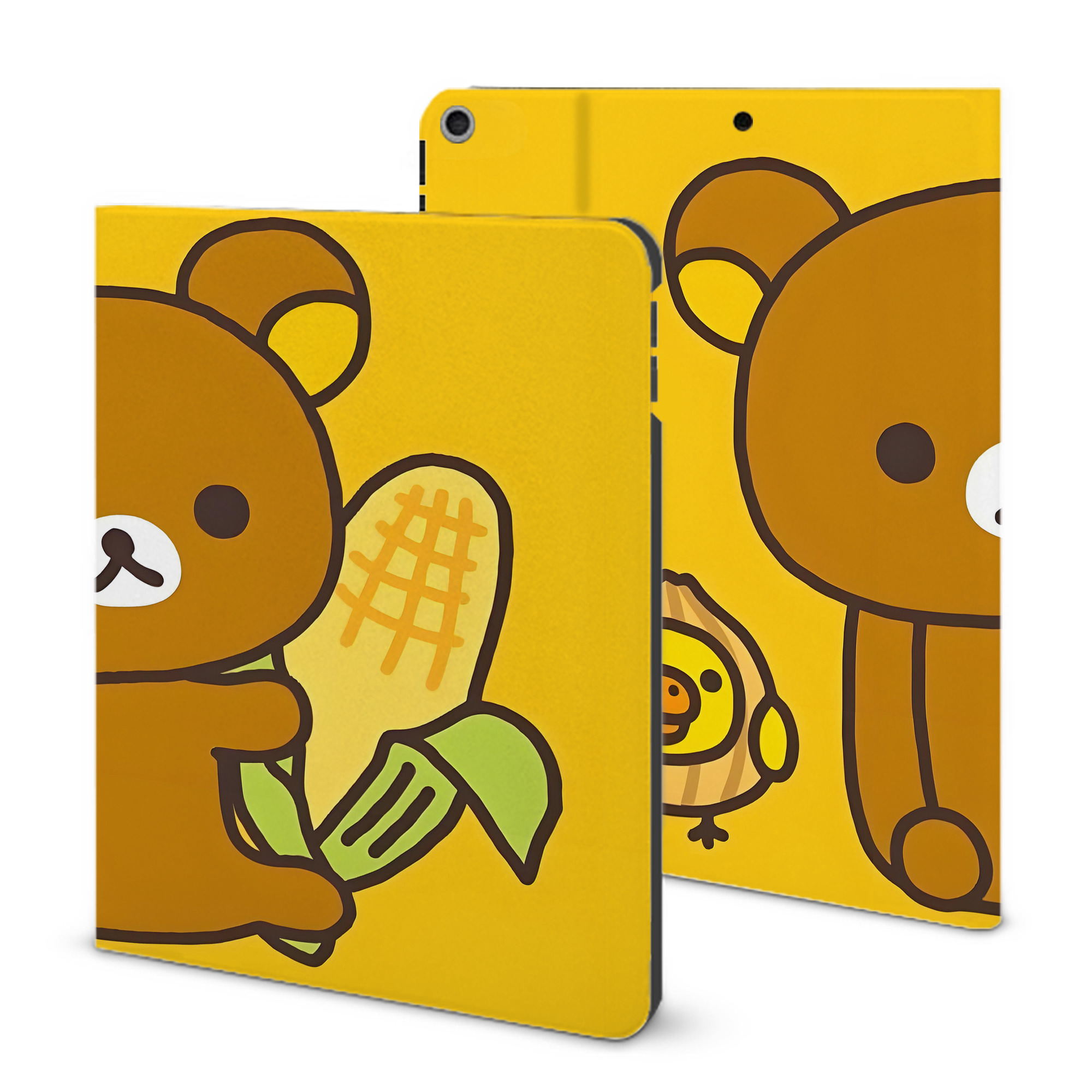 （画像用） リラックマ リラックマ キイロイトリ Rilakkuma Korilakkuma Kiiroitori IPad ケース ブック型 PUレザー TPU 耐衝撃 軽量 薄型 ペン収納なし 全面保護 IPad 各モデル対応